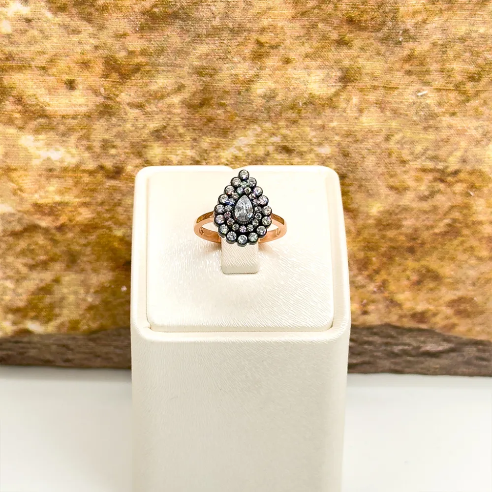 Elmas Montür Rosegold Damla Gümüş Set Takım - LVRSET11