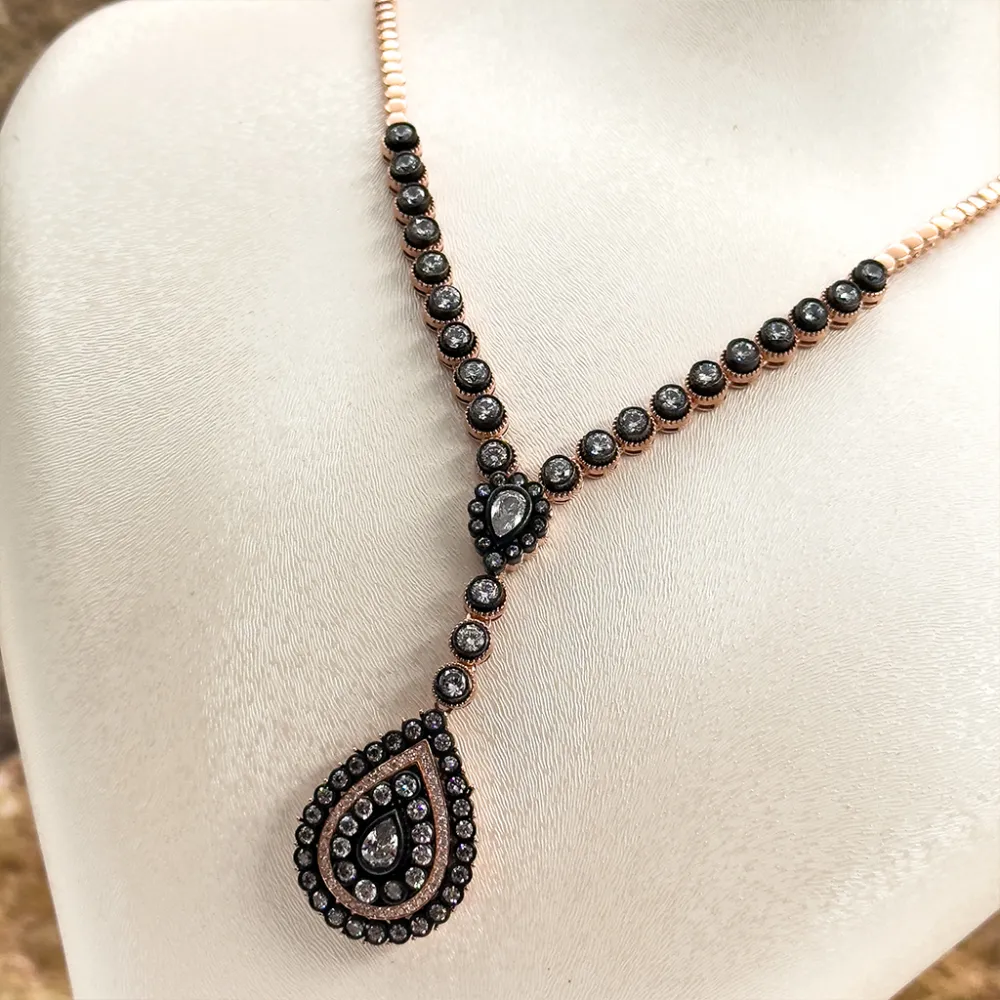 Elmas Montür Rosegold Özel Üretim Gümüş Set Takım - LVRSET12