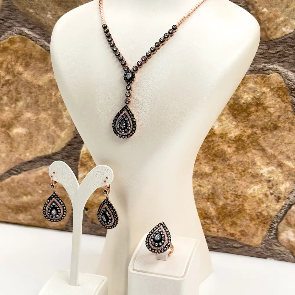 Elmas Montür Rosegold Özel Üretim Gümüş Set Takım - LVRSET12