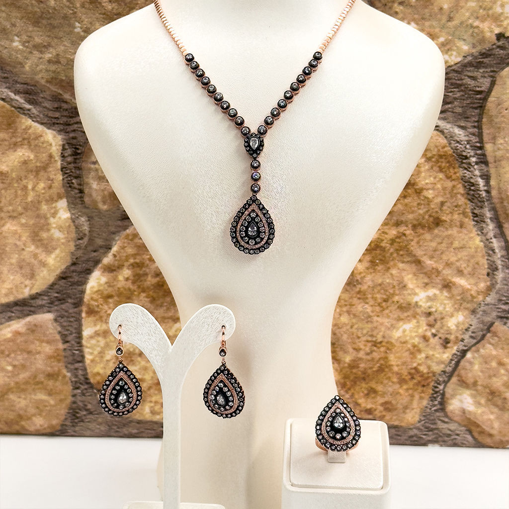 Elmas Montür Rosegold Özel Üretim Gümüş Set Takım - LVRSET12