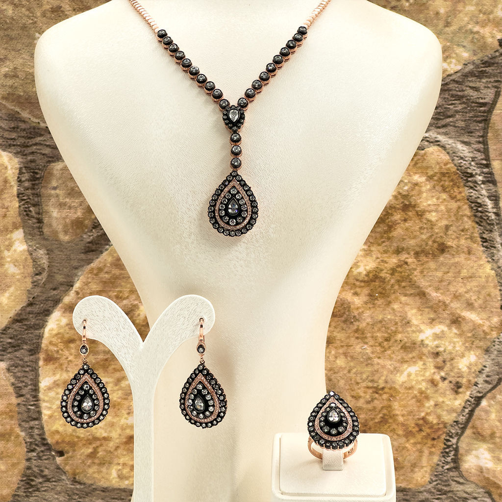 Elmas Montür Rosegold Özel Üretim Gümüş Set Takım - LVRSET12