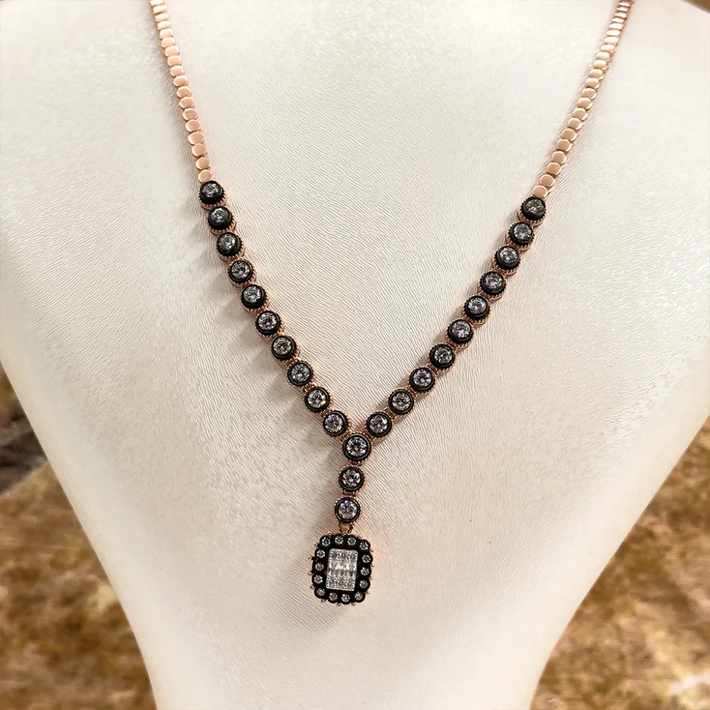 Elmas Montür Rosegold Baget Tasarım Gümüş Set Takım
