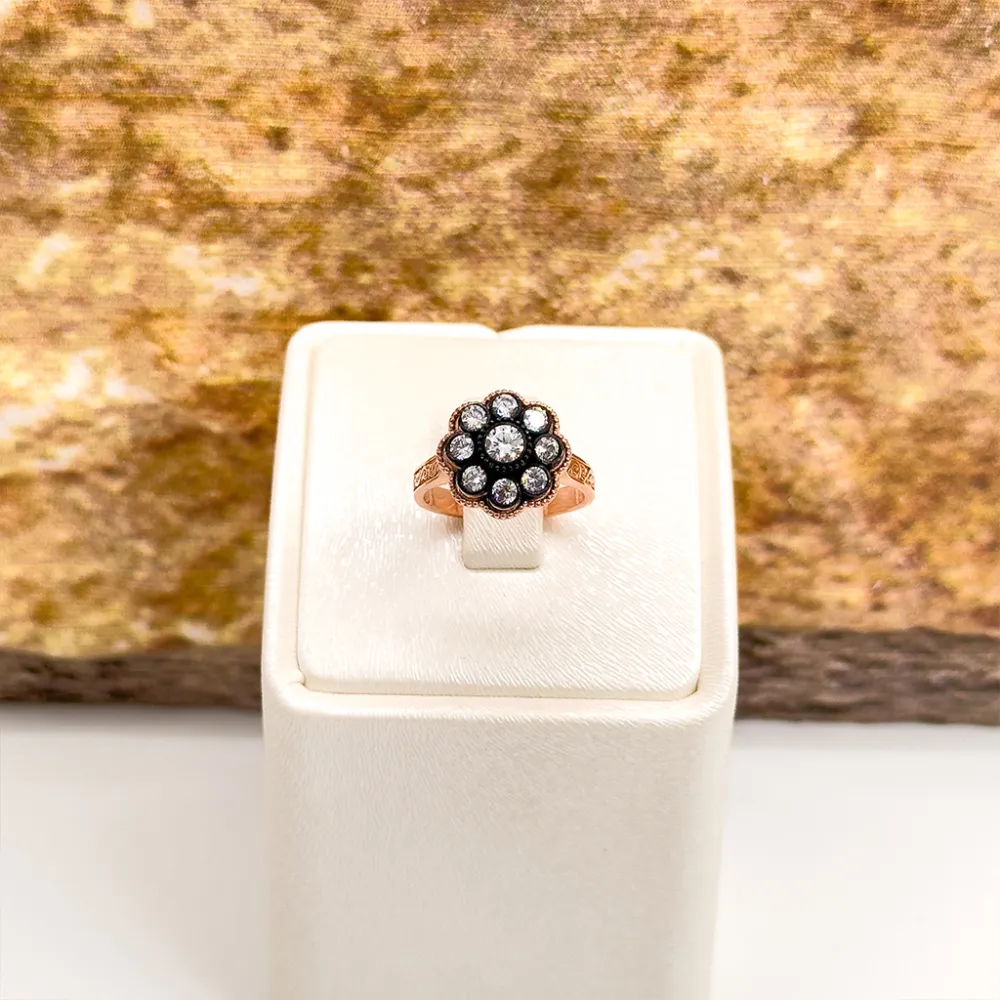 Elmas Montür Rosegold Klasik Gül Gümüş Set Takım