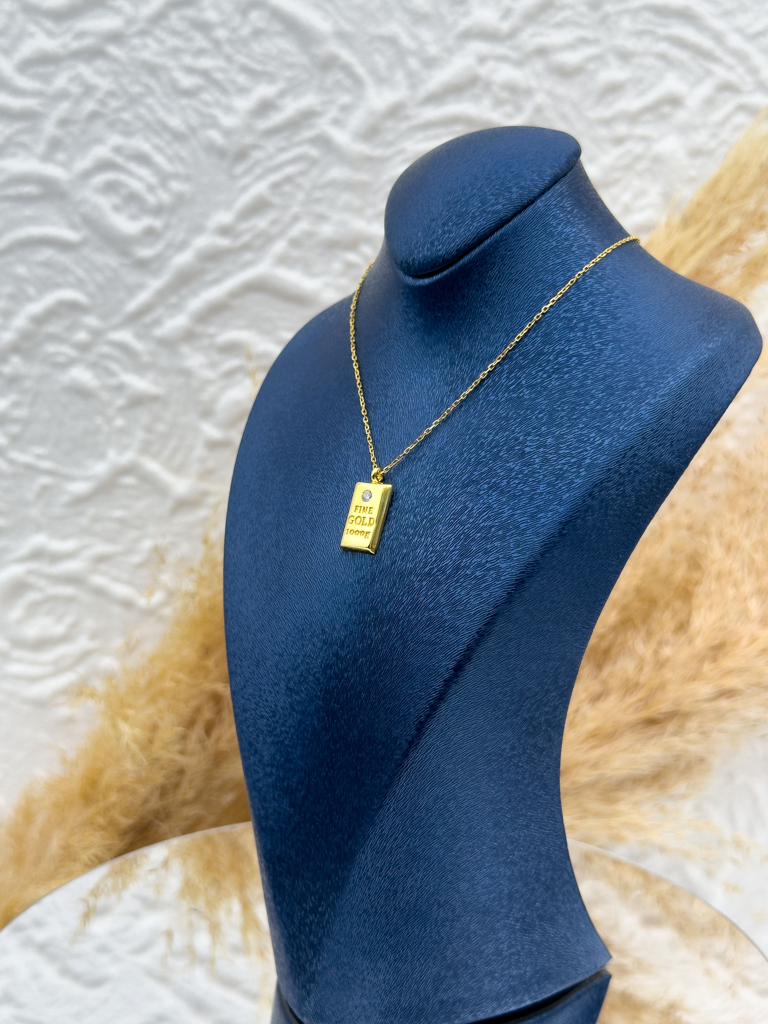 925 Ayar Gümüş Gold Renk Gram Kolye – Altın Görünümlü Özel Tasarım