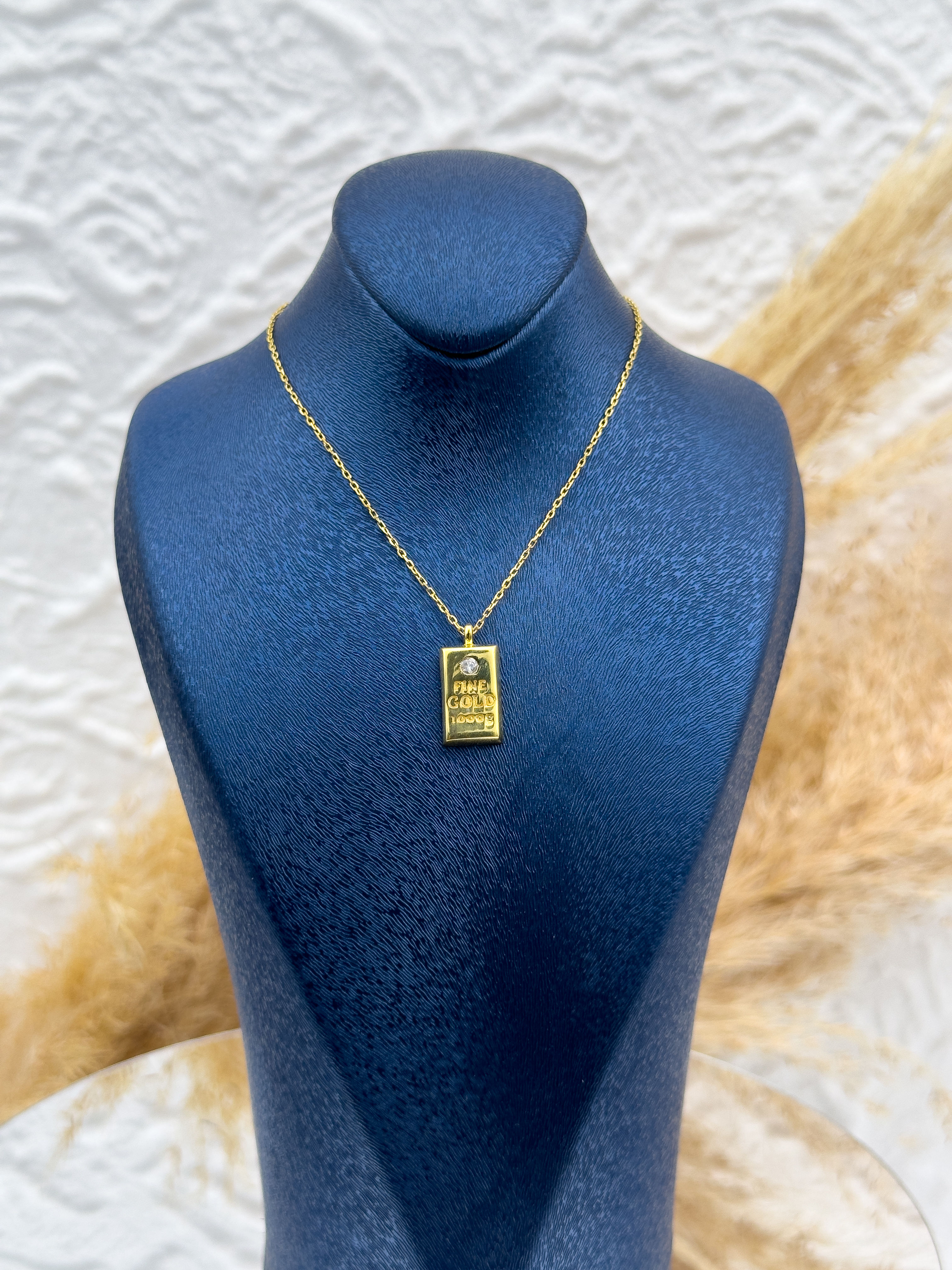 925 Ayar Gümüş Gold Renk Gram Kolye – Altın Görünümlü Özel Tasarım