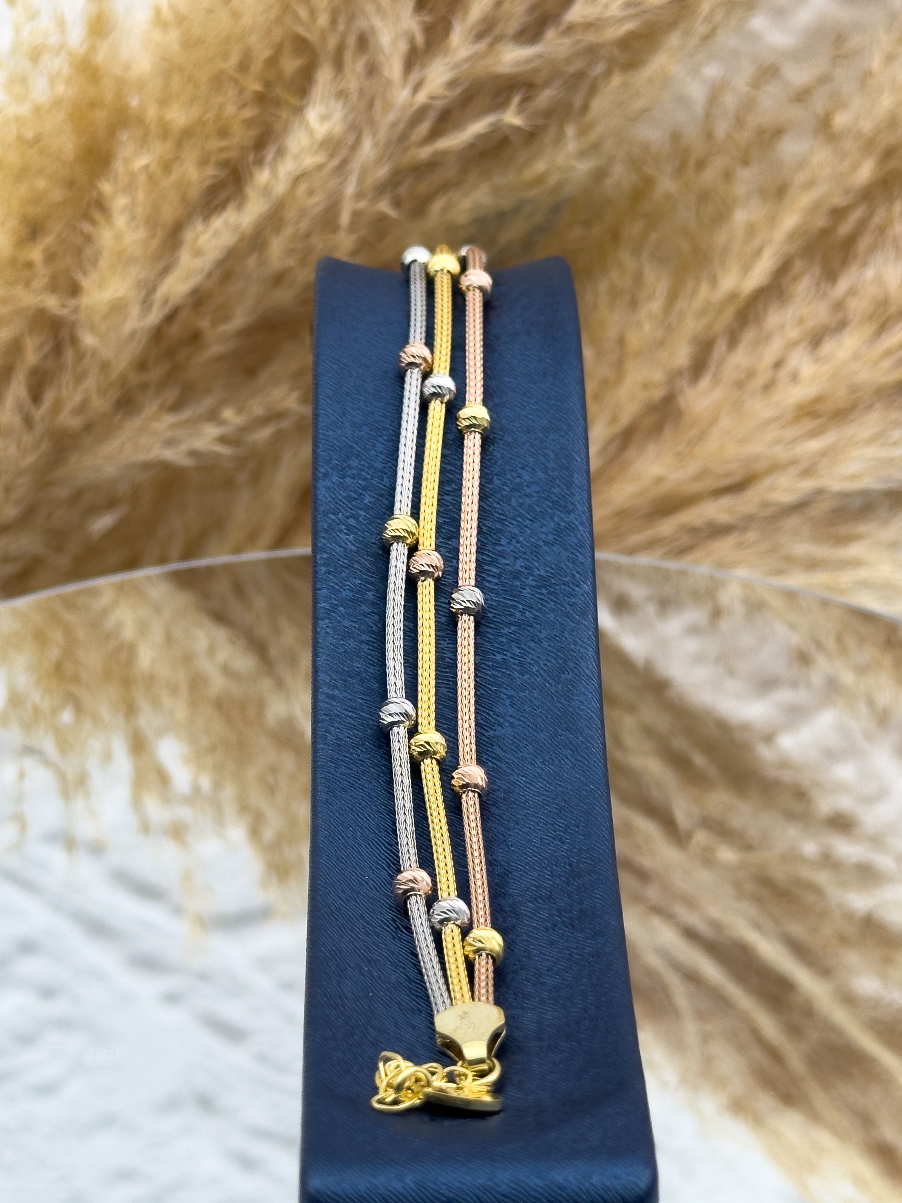 925 Ayar Gümüş 3 Renk Dorika Toplu Kadın Bileklik – Zarif Şık Tasarım