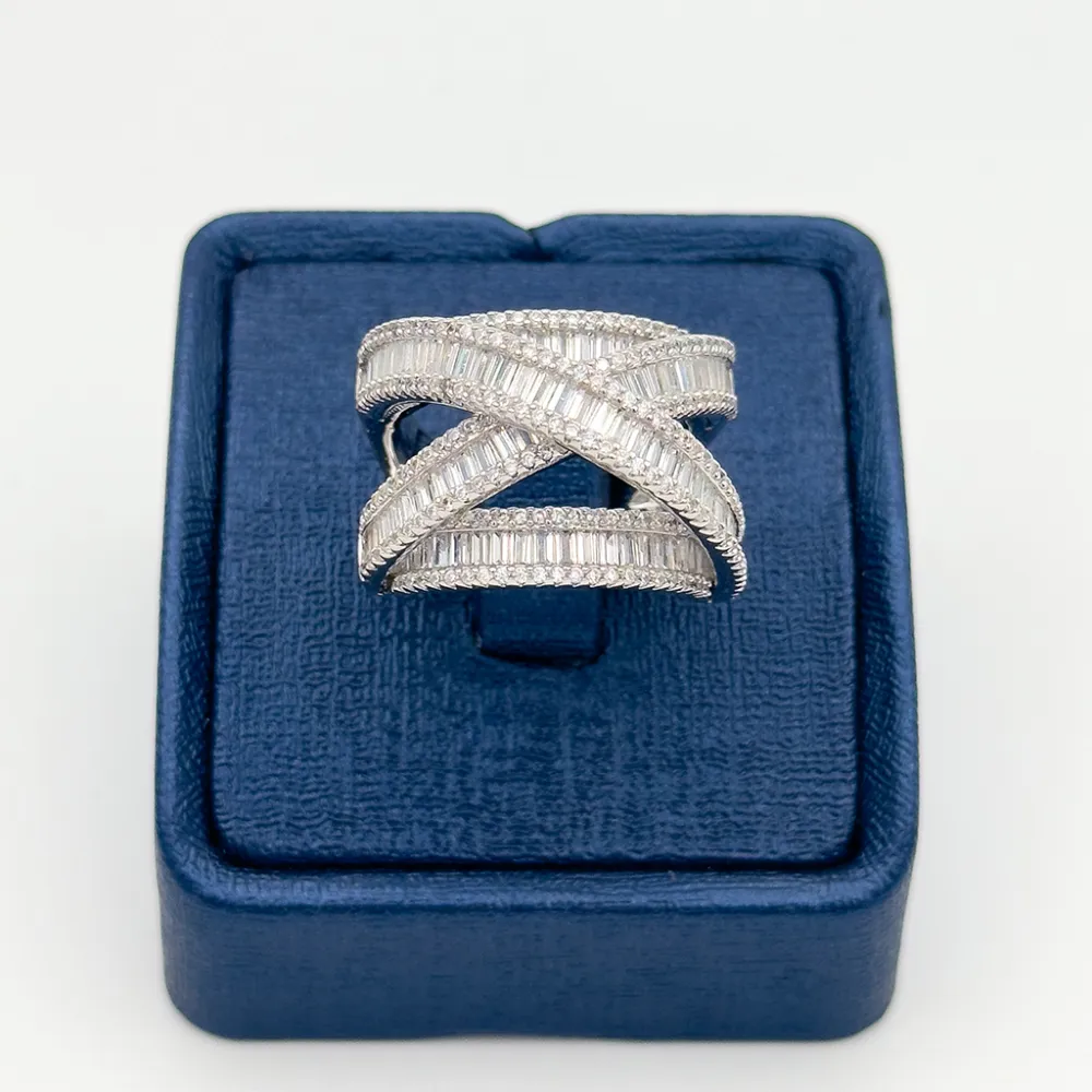 Pırlanta Montür Baget Sarmal Gümüş Yüzük