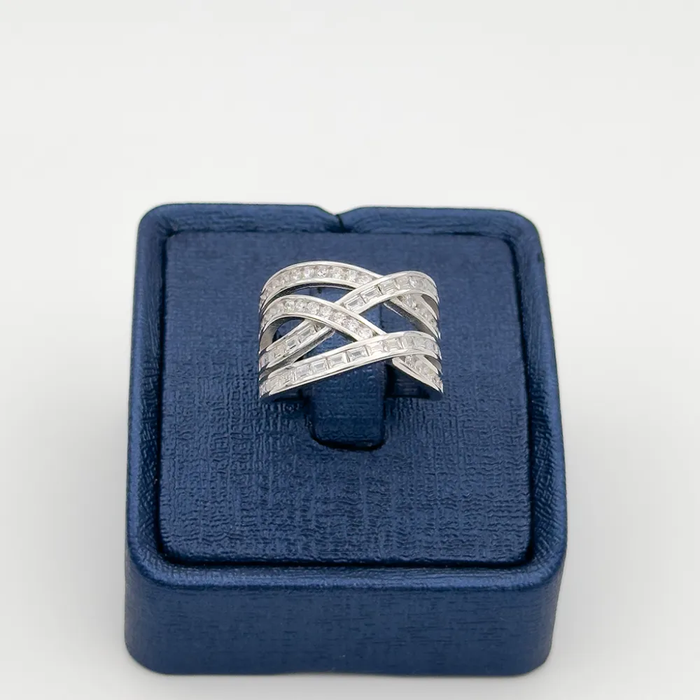 Baget Taşlı Sarmal Model Gümüş Yüzük