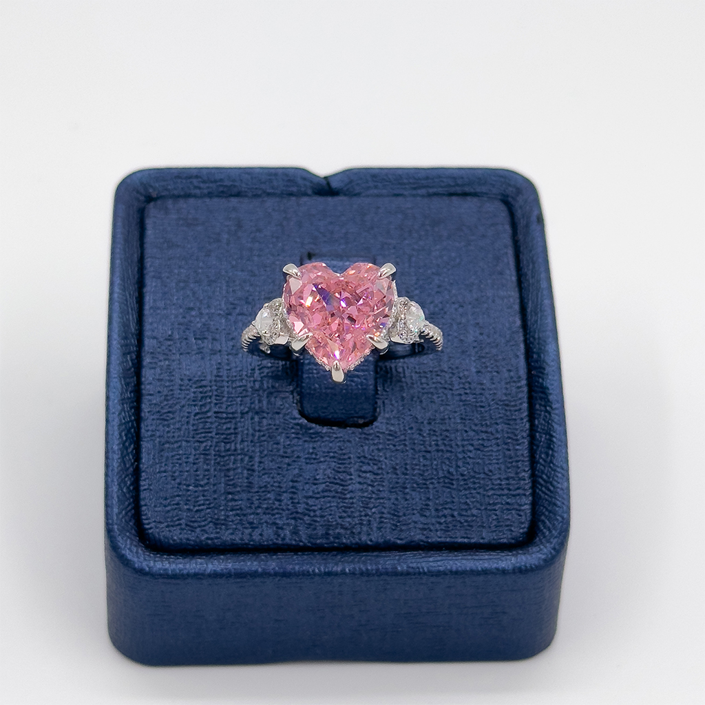 Pembe Kuvars Doğal Taşlı Gümüş Yüzük