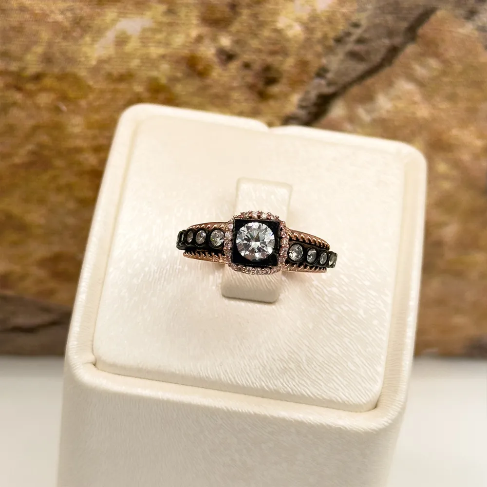 Rosegold Elmas Montür Gümüş Yüzük