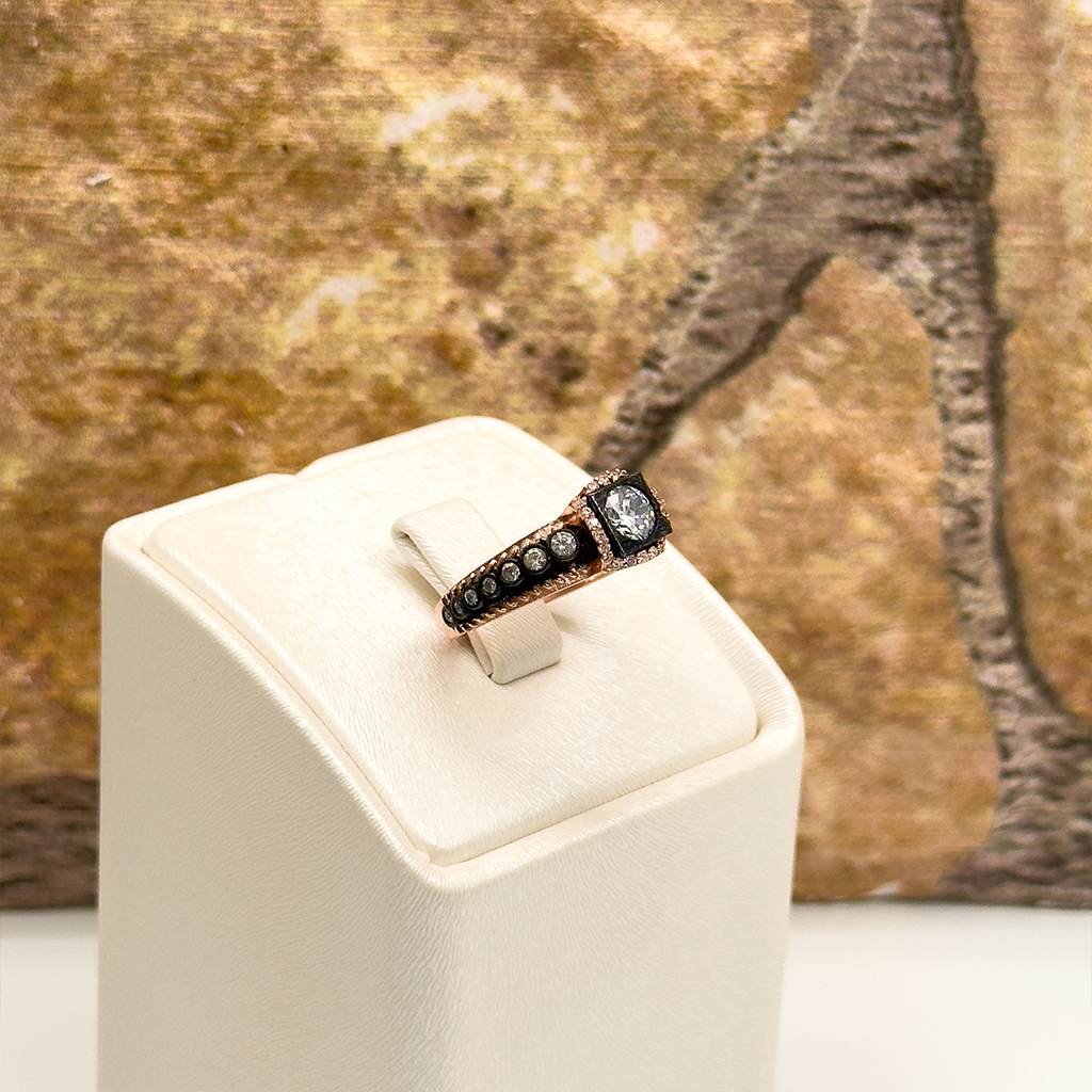 Rosegold Elmas Montür Gümüş Yüzük