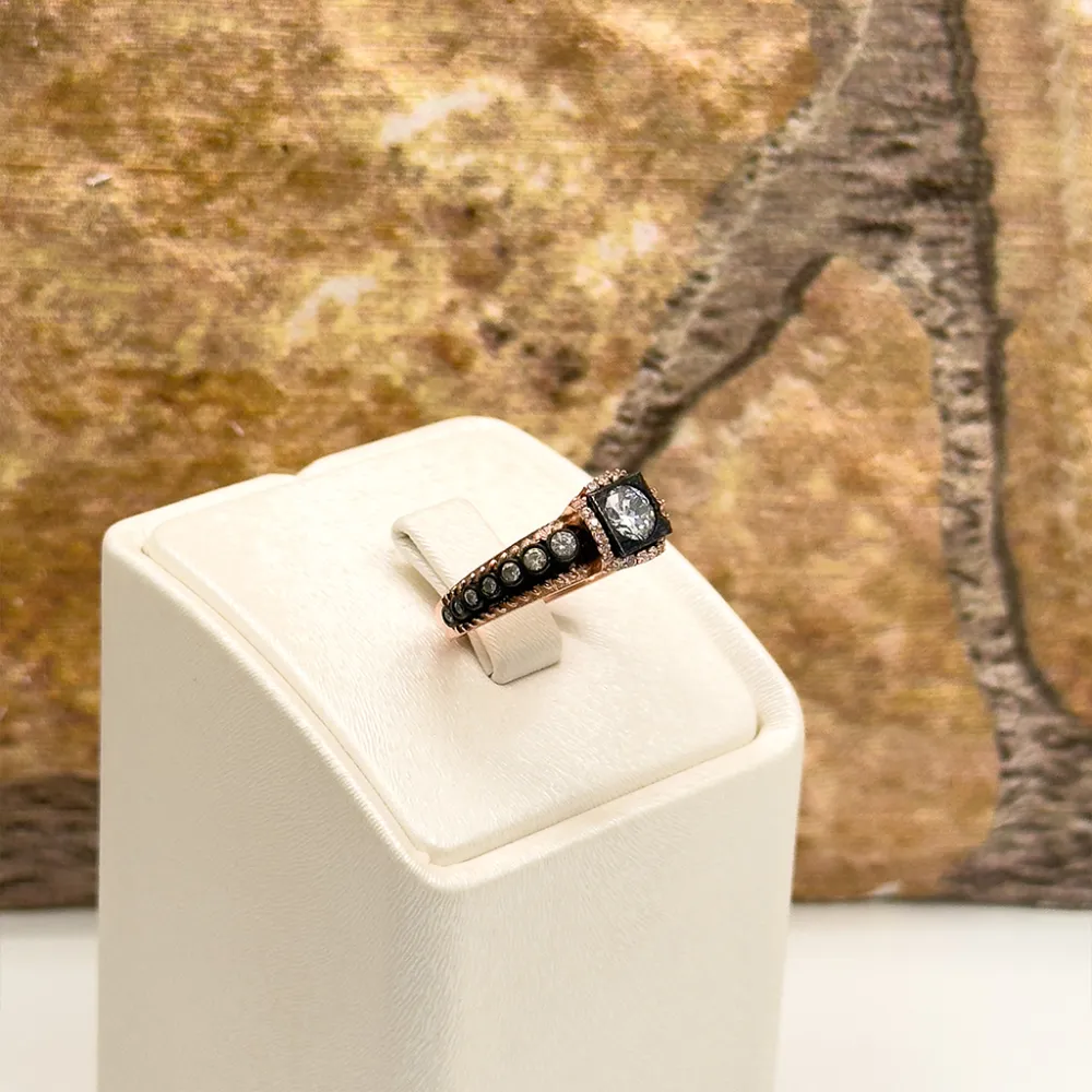 Rosegold Elmas Montür Gümüş Yüzük
