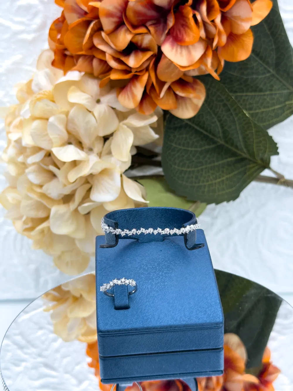 925 Ayar Gümüş Pırlanta İşçilikli Yarım Tur Su Yolu 4'lü Gerdanlık Kadın Takı Seti